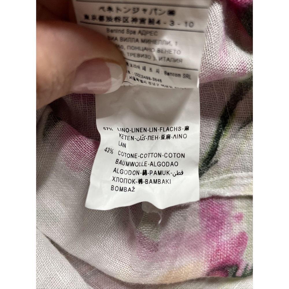 Stile Benetton Made In Italy Linen And Cotton Floral Dress Beach Coverup Size M - Picture 10 of 10